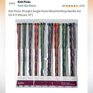 Knit Picks  Straight Needles 14” Mosaic Wood Set.